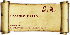 Sneider Milla névjegykártya